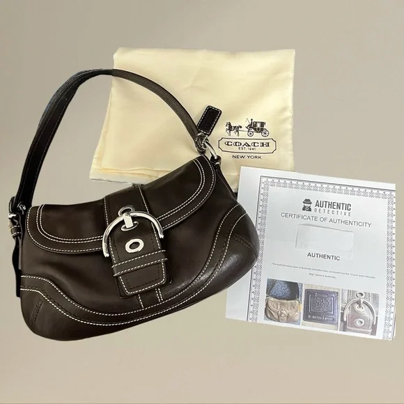 Coach Soho Flap Bag Dark Brown w/ COA & Dust Bag (A617) - Picture 14 of 16